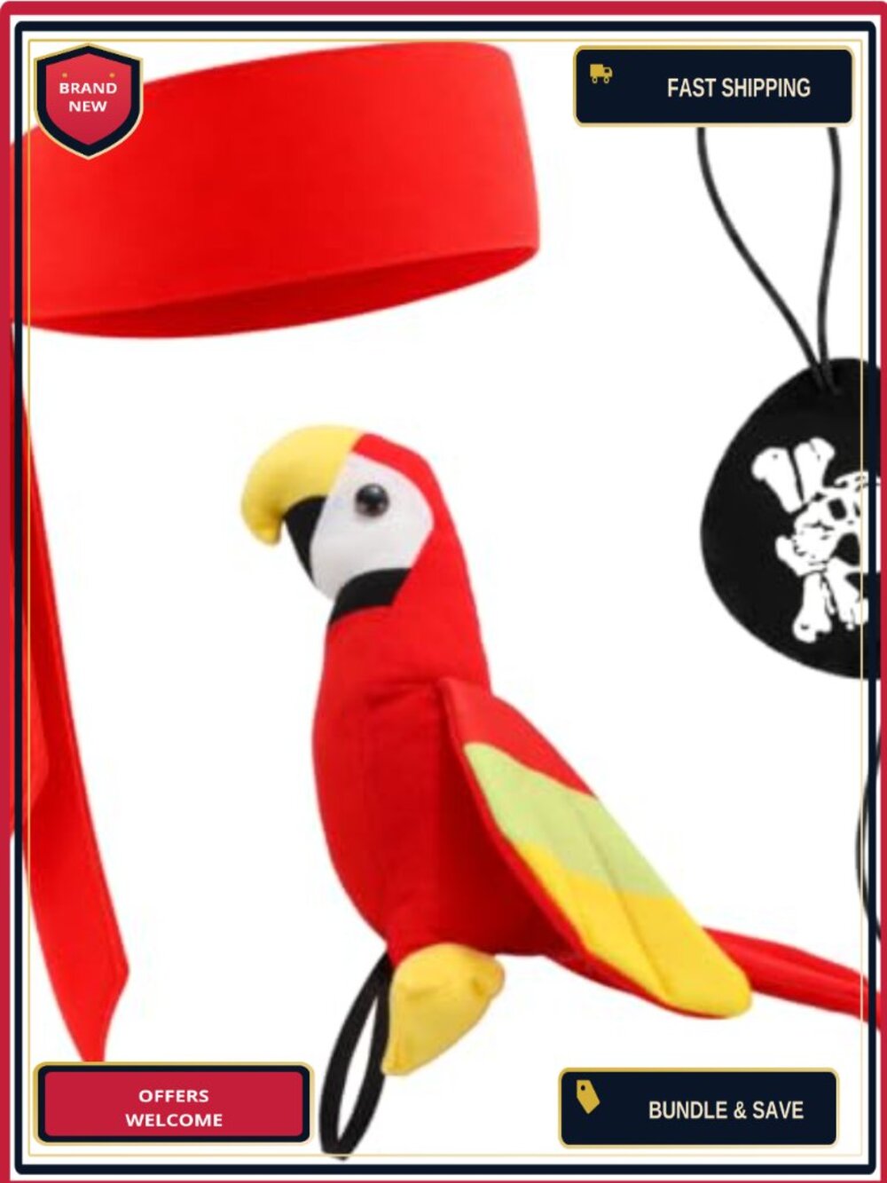Pirate Hat Costume Set Plush Hat Eye Patch Stuffed Parrot